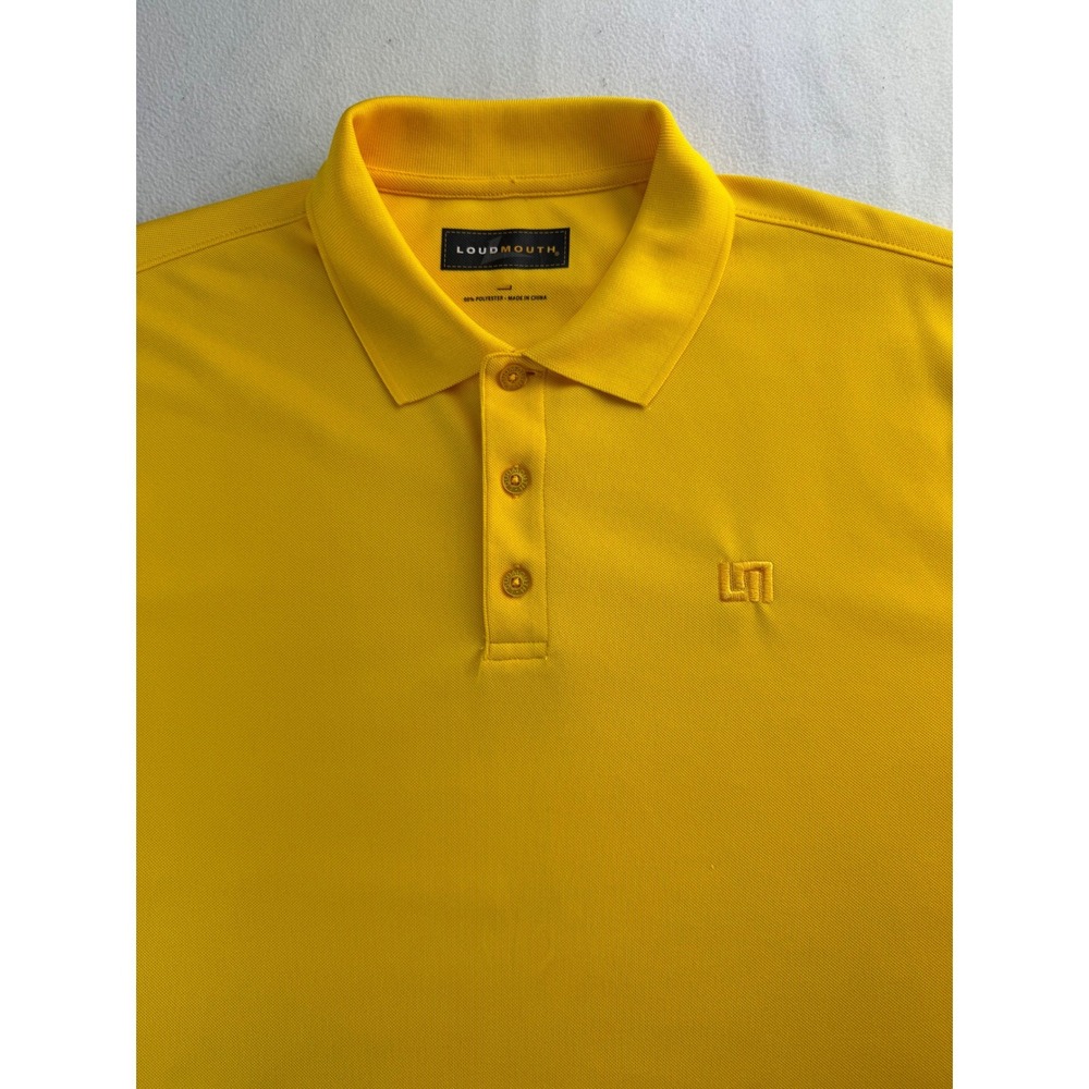 Loudmouth‎ Golf Polo Shirt Mens Yellow Short Sleeve Embroidered Logo Size L - Picture 3 of 16